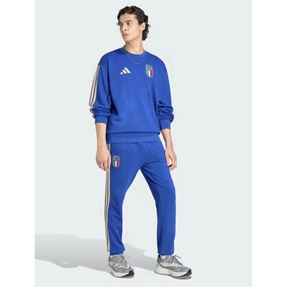 Adidas Italy Soccer Men's Crew DNA Sweatshirt Blue Size XL New